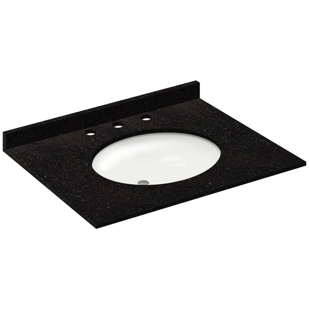 Absolute Black Granite Vanity Top 31 in x 22 in with Backsplash 8 in Spread V562195