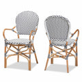 Black and White Rattan 2-Piece Dining Chair Set K53789