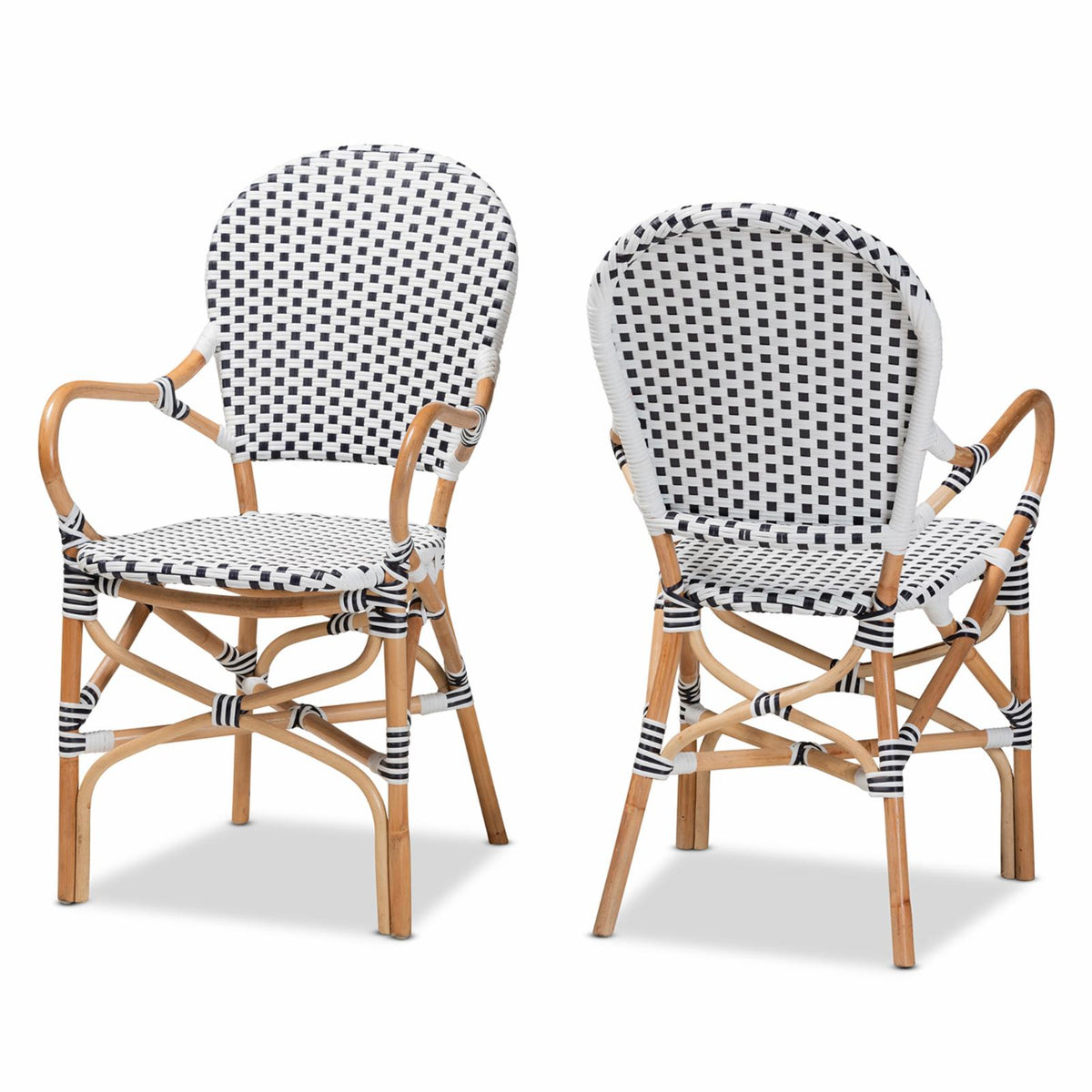 Black and White Rattan 2-Piece Dining Chair Set K53789