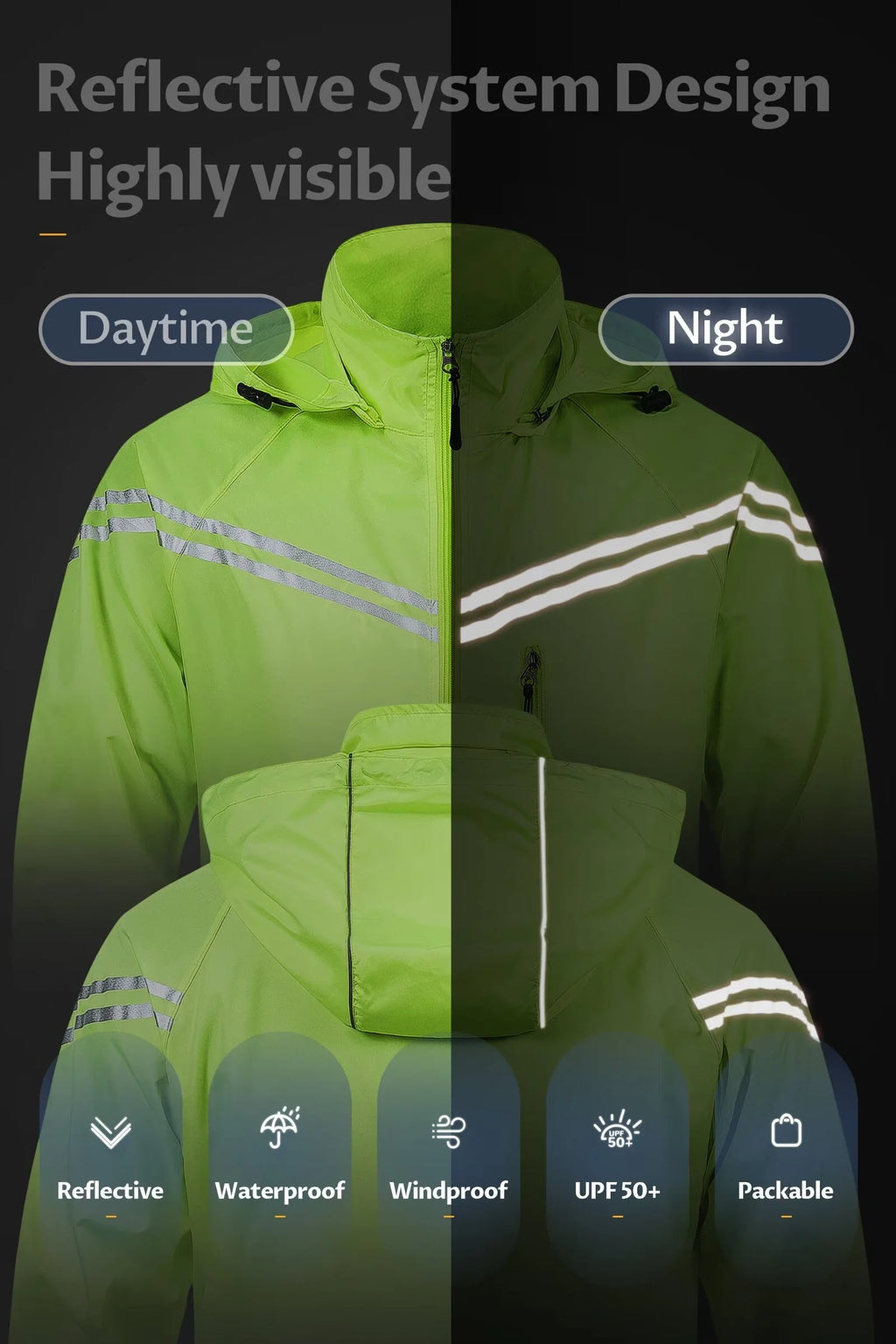 Yellow Ultralight Packable Cycling Rain Jacket J565067