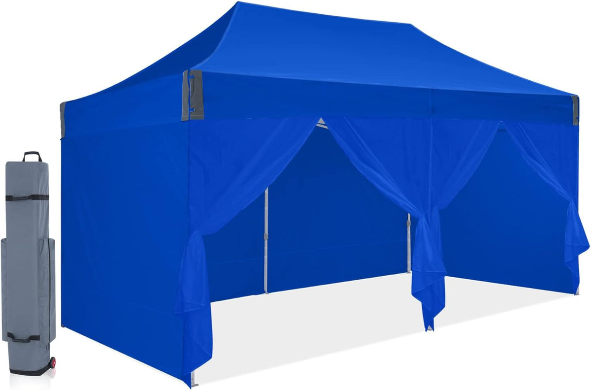 Blue Pop Up Canopy Tent 10'x10' with Removable Sides Walls F231900