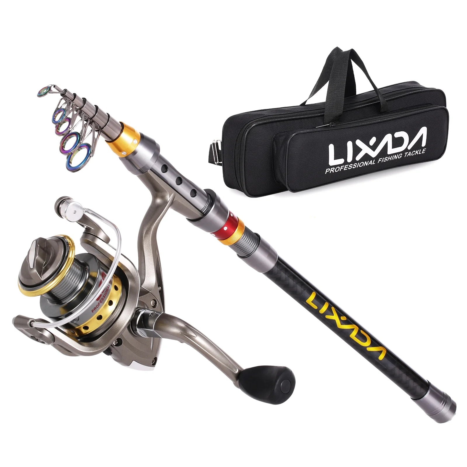 Telescopic Carbon Fiber Fishing Rod and Reel Combo with Tackle Bag R119105