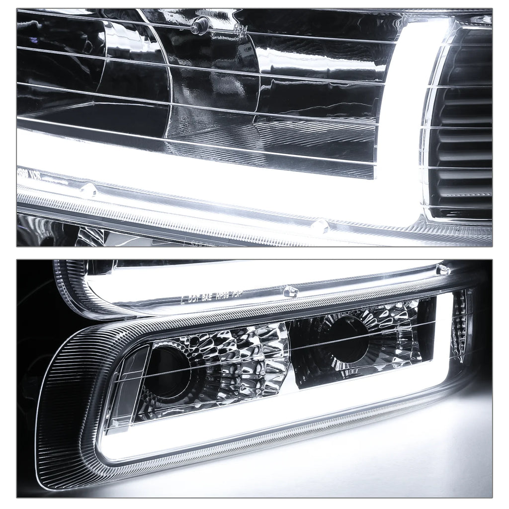 Headlights Assembly with LED Tube DRL for Chevy Silverado Suburban Tahoe Truck F59596