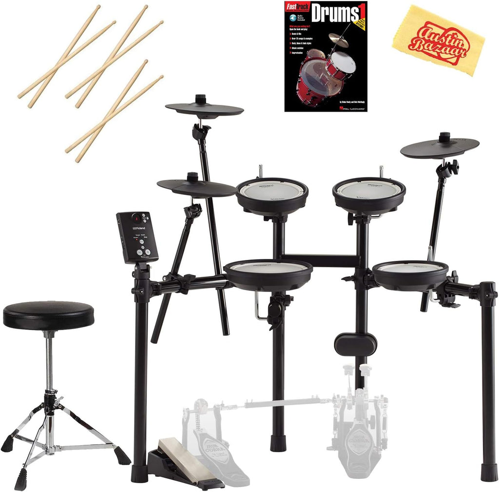 Electronic Drum Set Bundle with Stick Bag, Stereo Cable, 3 Pairs Drumsticks, Polishing Cloth U41496