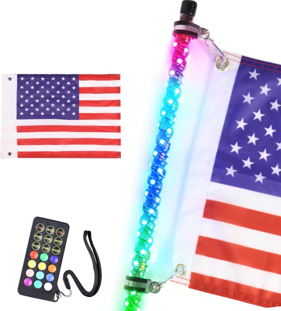 3FT RF Remote Control LED Whips Light with American Flag U569132
