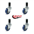 3x22 Blue Polyurethane Caster with Expanding Stem, Set of 4 F457