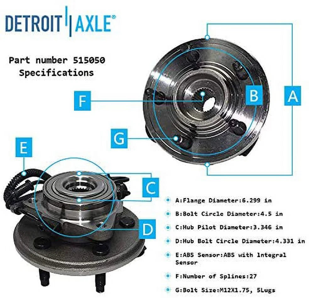 Front Wheel Bearing Hub and Tie Rod End for Ford Explorer 4-Door U754
