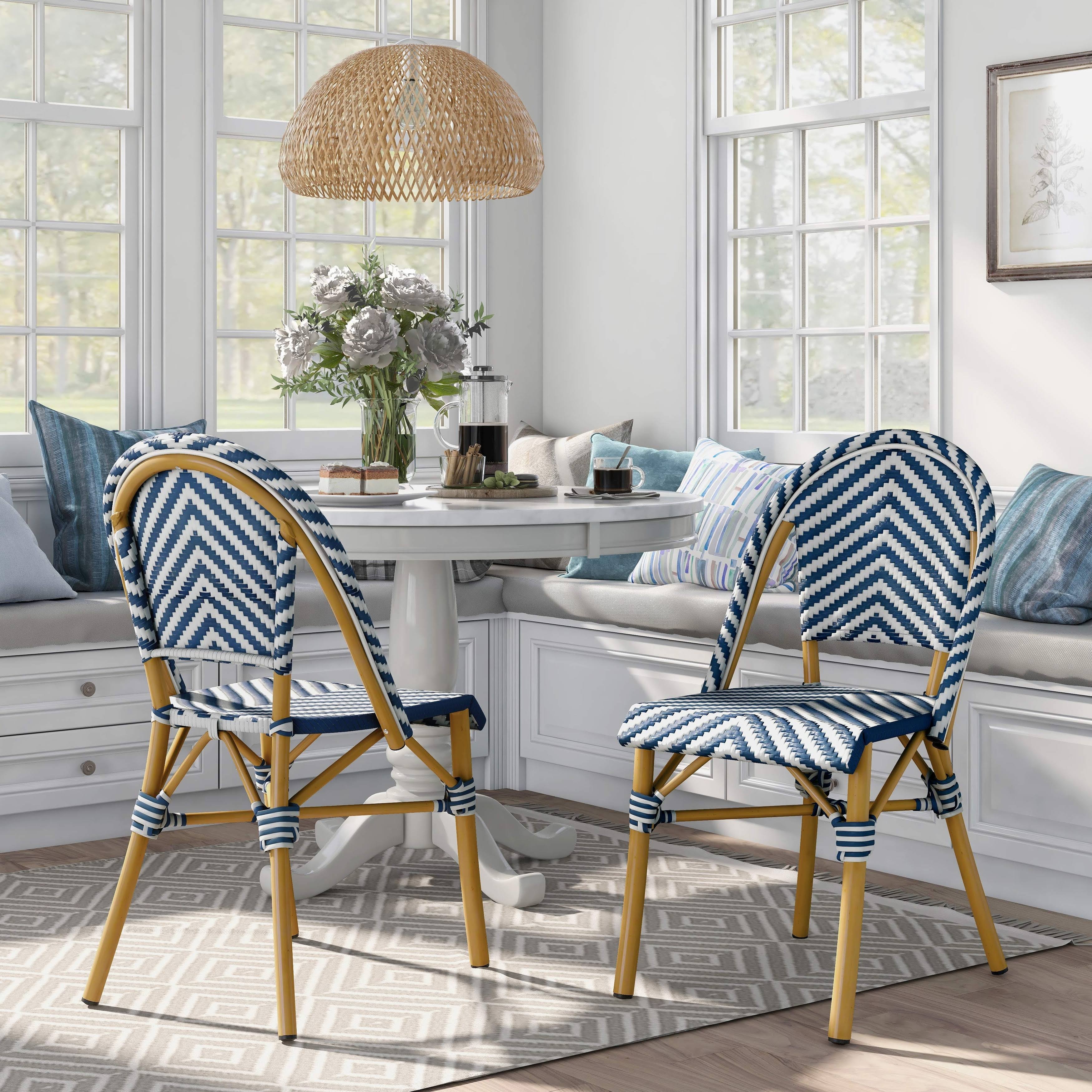 Grey Chevron Patterned Wicker Patio Chair C46423