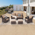 5-Piece Rattan Patio Sofa Set with Ottomans P2136