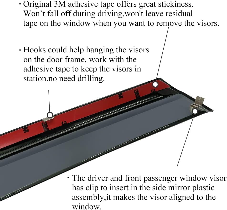 Smoke Gray Polycarbonate Window Wind Deflector with 304 Stainless Steel Trim T657