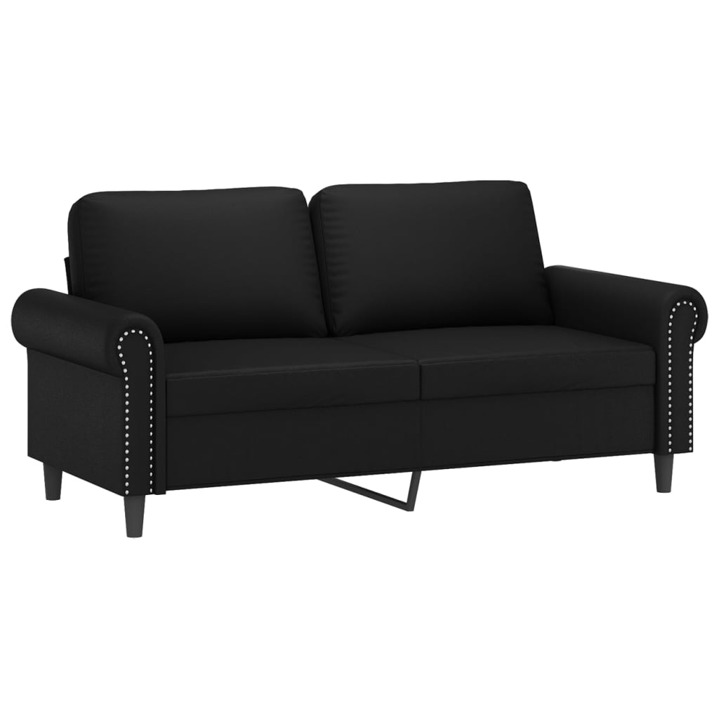 Black 55.1" Faux Leather 2-Seater Sofa I472598
