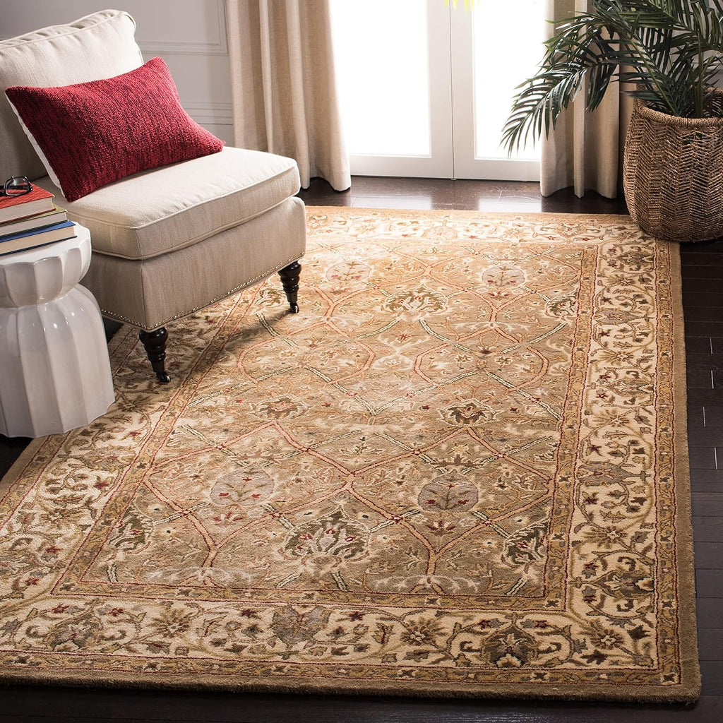 9'6" x 13'6" Light Green Beige Handmade Traditional Wool Area Rug N294
