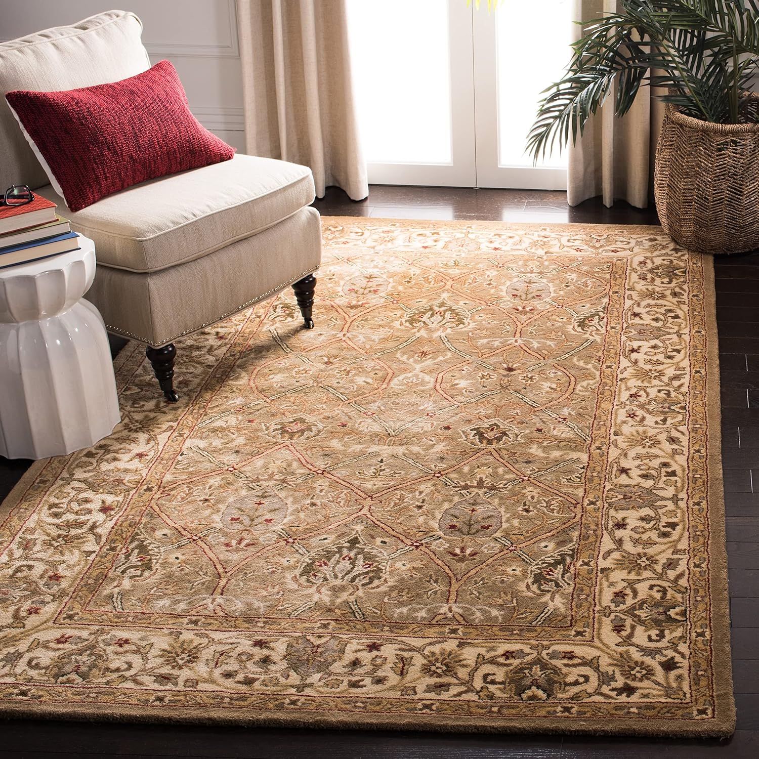 9'6" x 13'6" Light Green Beige Handmade Traditional Wool Area Rug N294