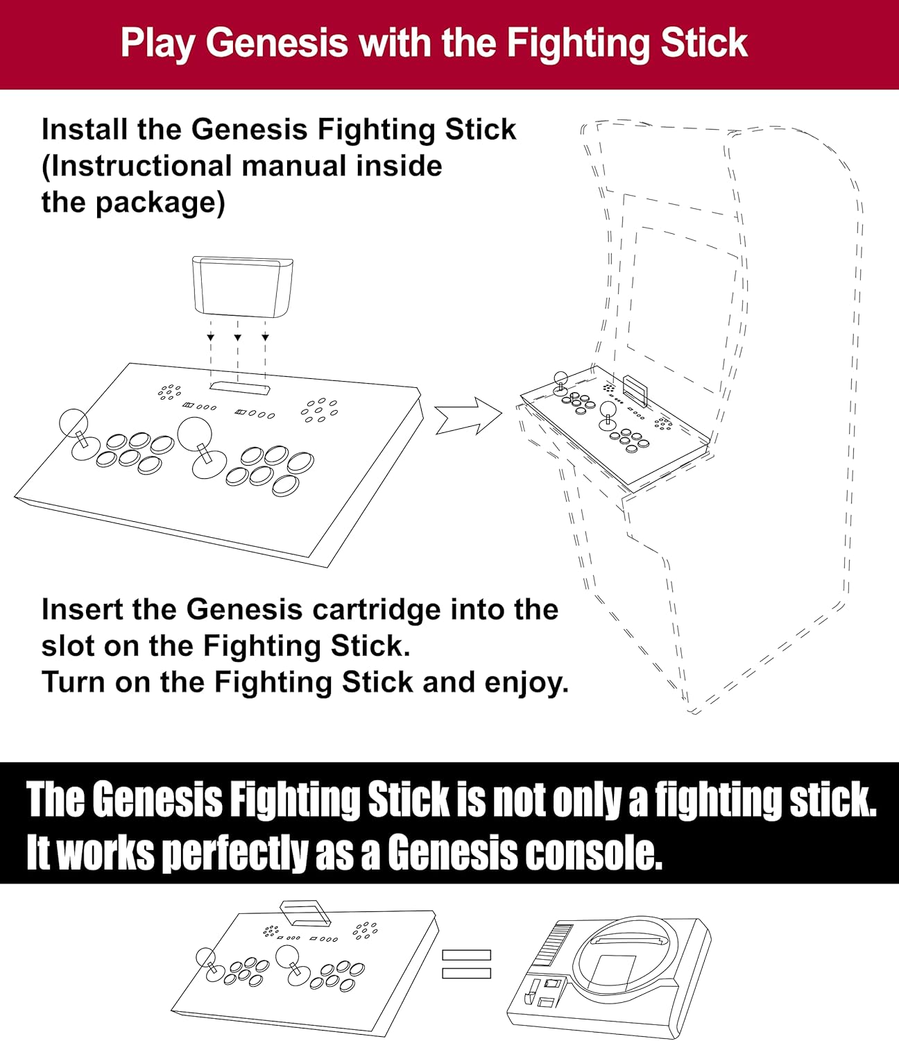 Gaming Fighting Stick for Arcade1Up Cabinet C707922