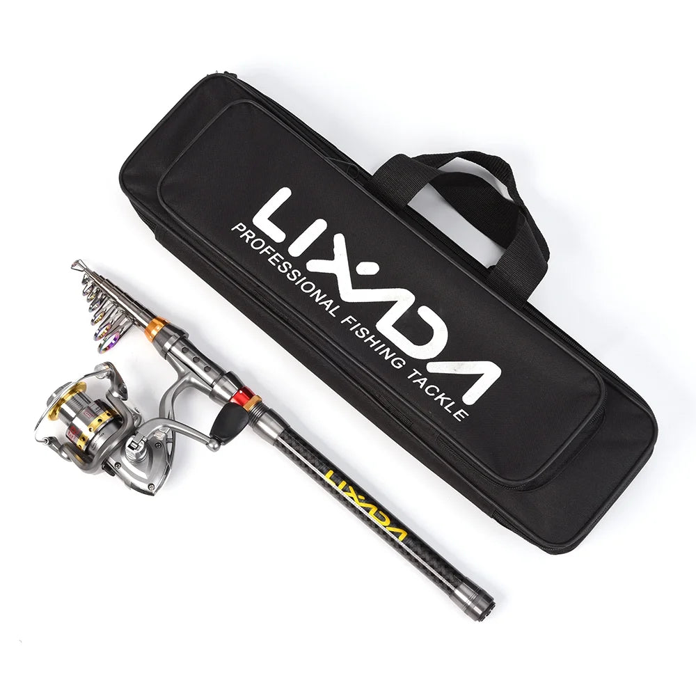 Telescopic Carbon Fiber Fishing Rod and Reel Combo with Tackle Bag R119105