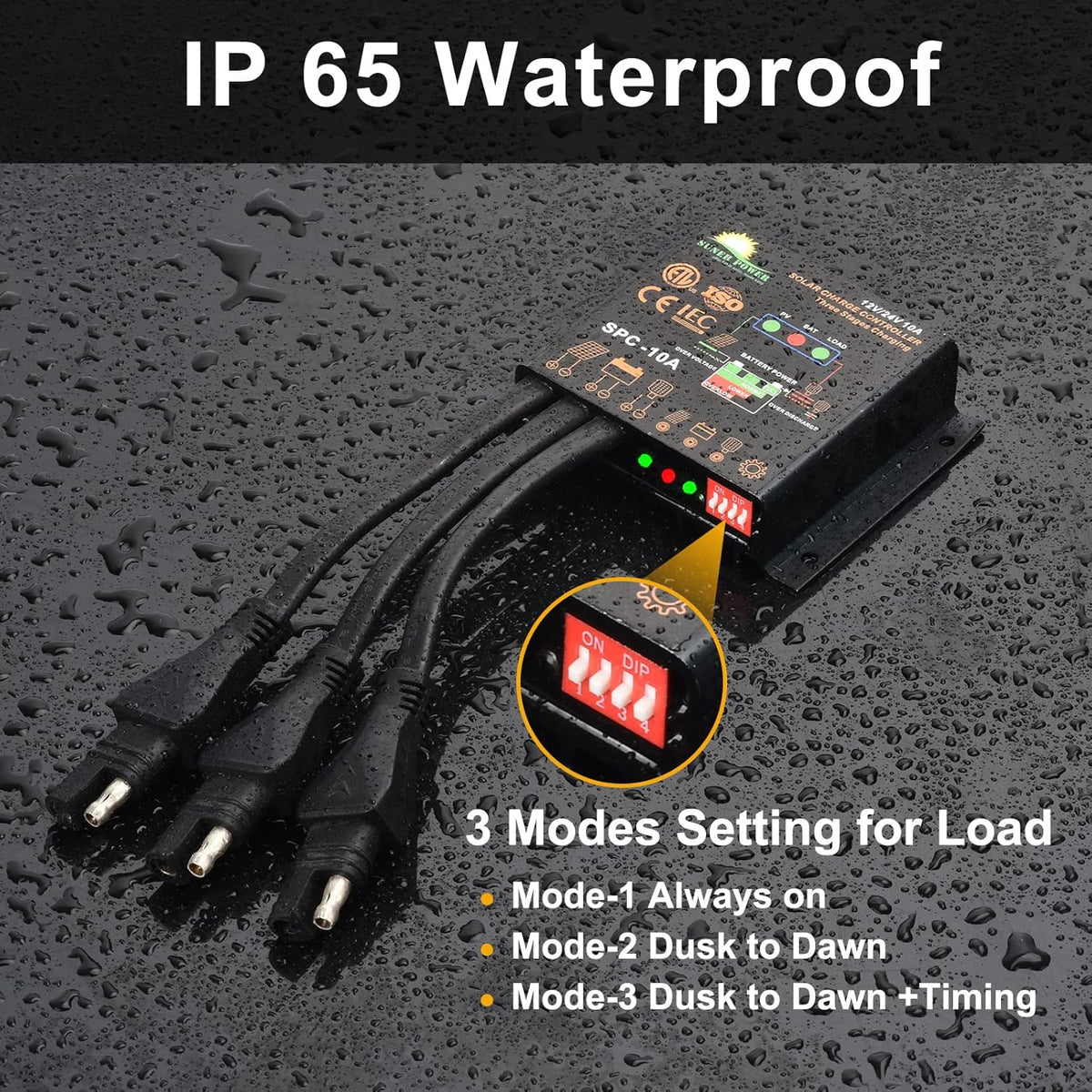 20W Poly Crystalline 12V Solar Panel Kit with 10A Charge Controller and 3-PCS SAE Cable Adapters R17871