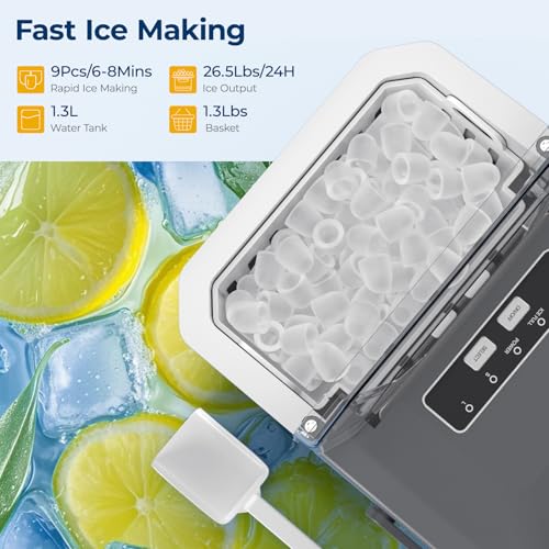 Stainless Steel Countertop Ice Maker Machine, 26.5Lbs/24H P62858
