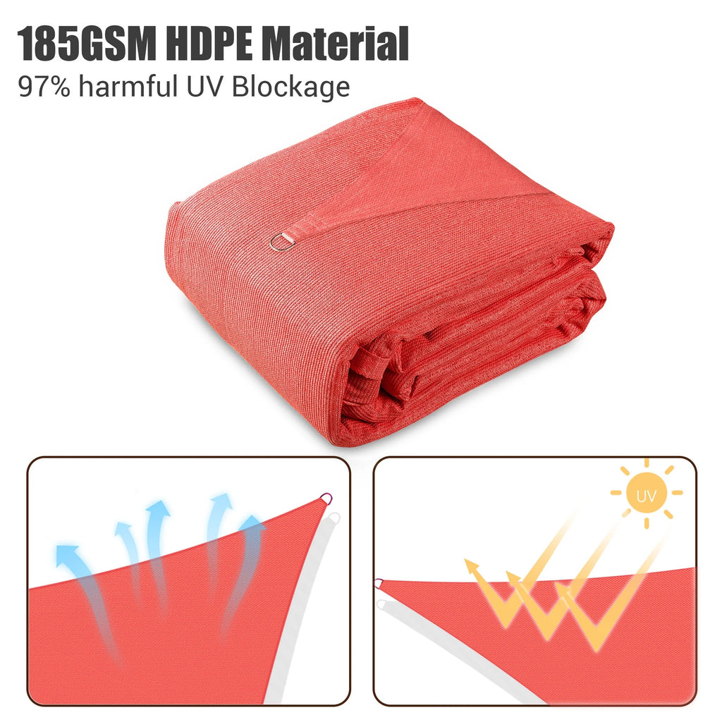 Watermelon Red 20x16Ft Rectangle Sun Shade Sail D844
