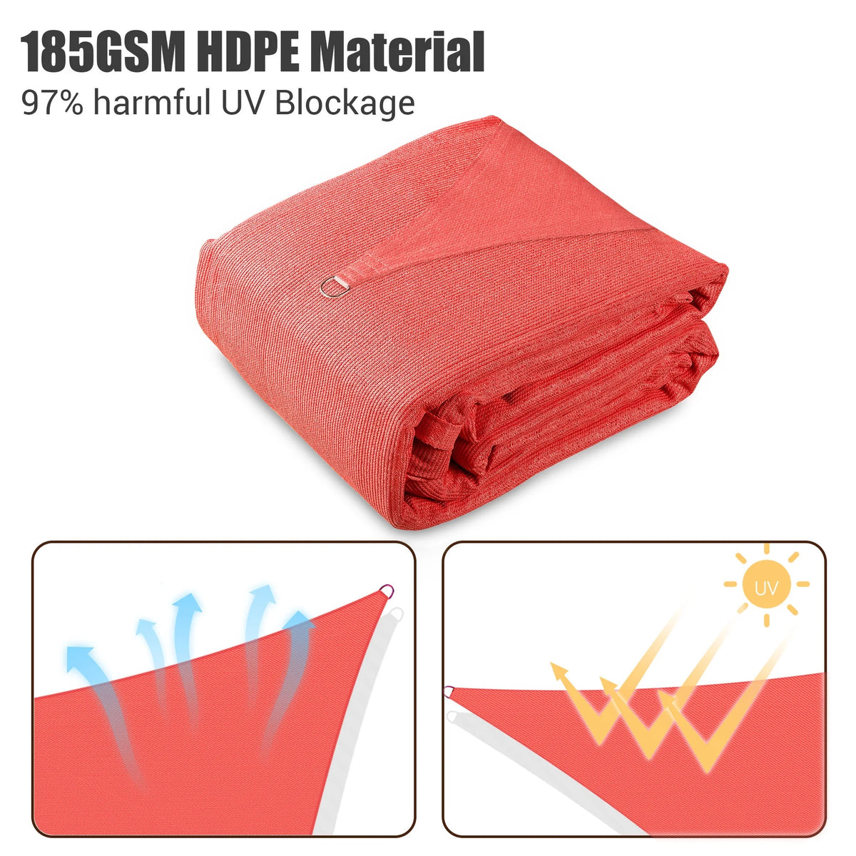 Watermelon Red 20x16Ft Rectangle Sun Shade Sail D844