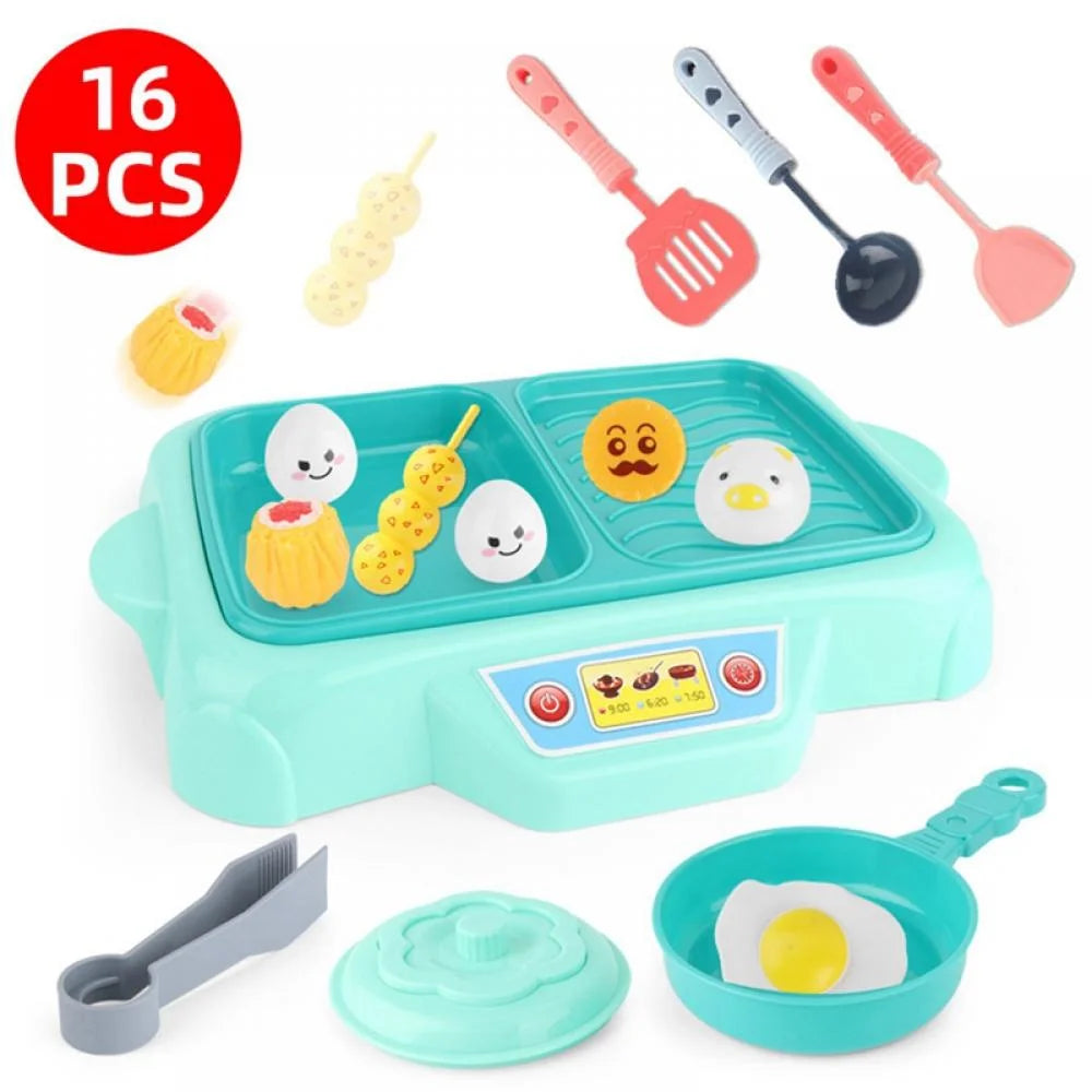Pretend Play Kitchen Toy with Cookware Pot and Cooking Utensils T1610