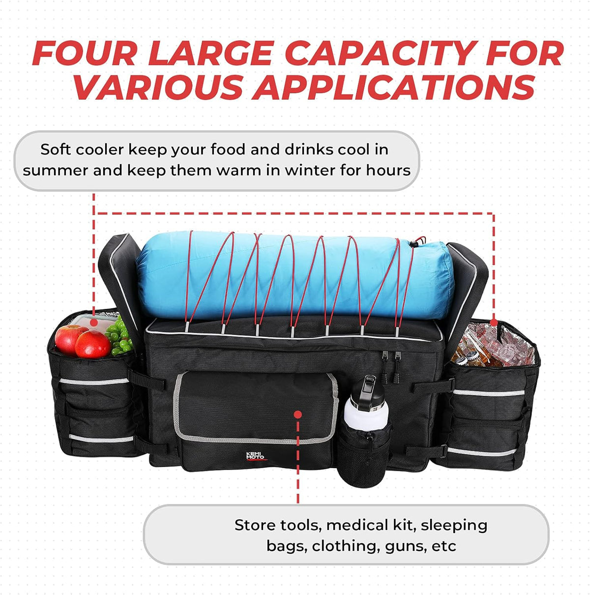 UTV Rear Cargo Storage Bag with Soft Cooler O869