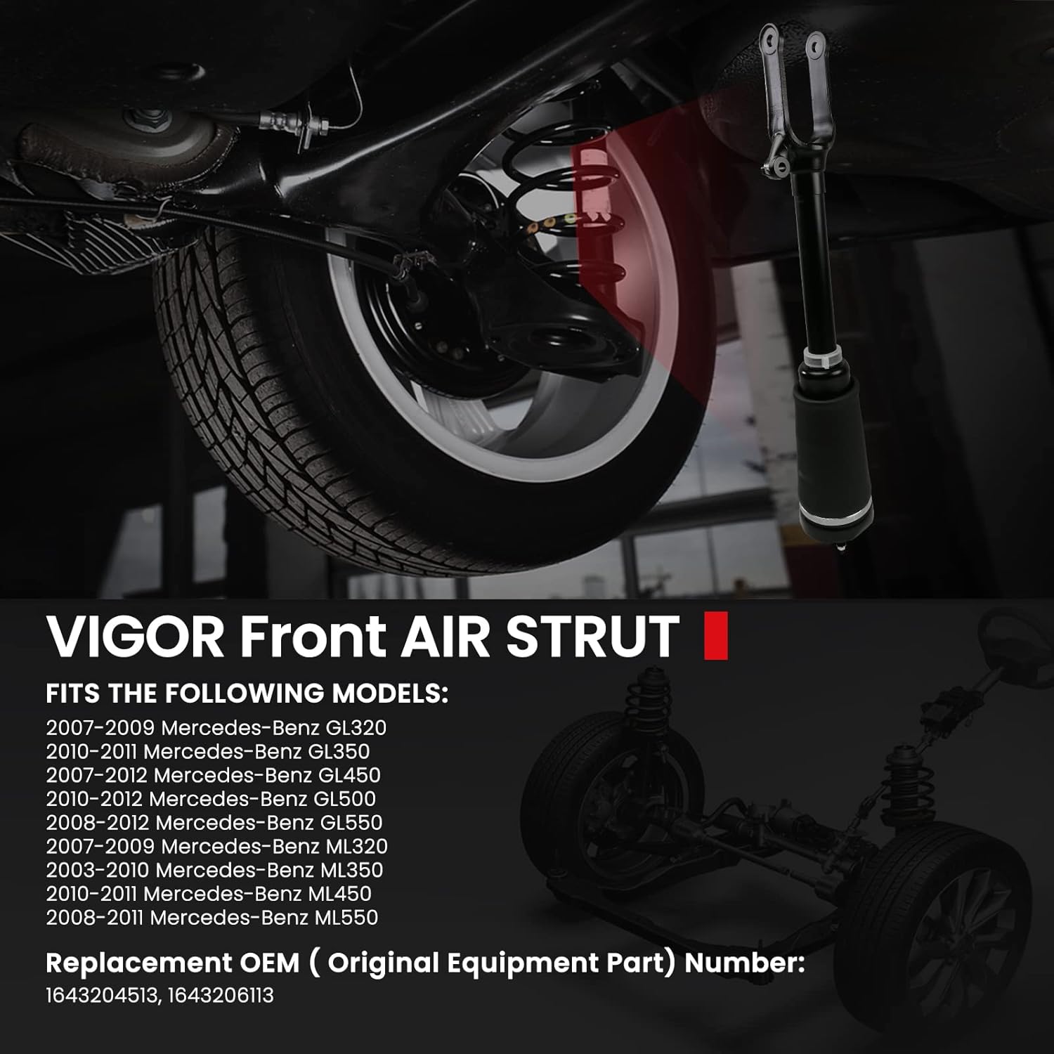 Front Air Strut Absorber for Mercedes-Benz GL-Class W164 X164 J59547