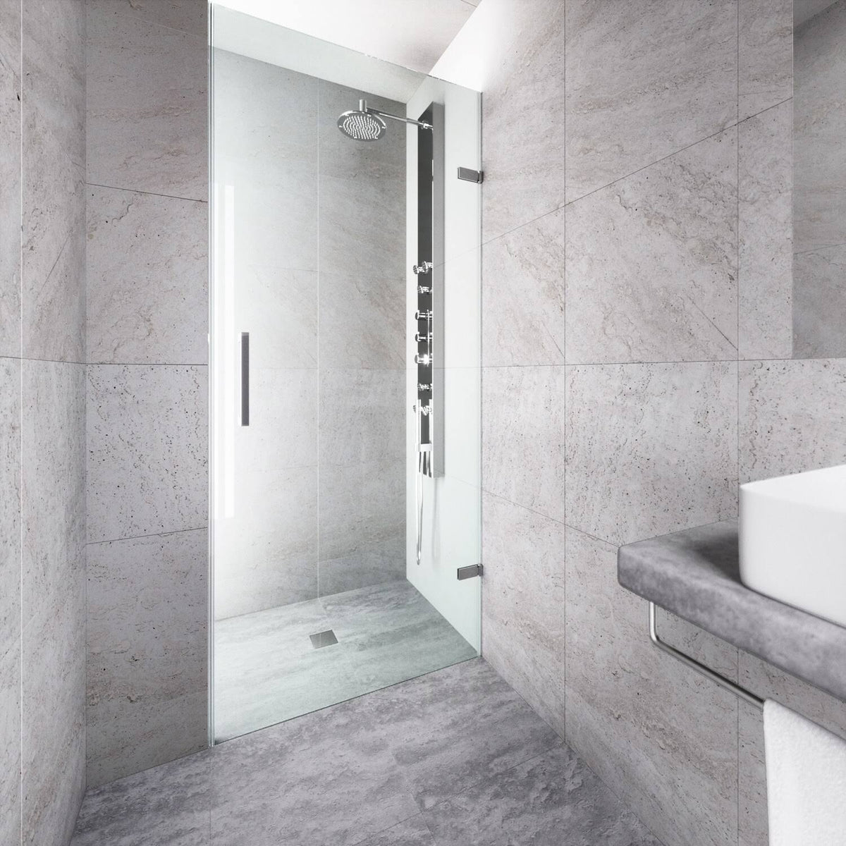 28x22 Frameless Clear Glass Shower Door H1796