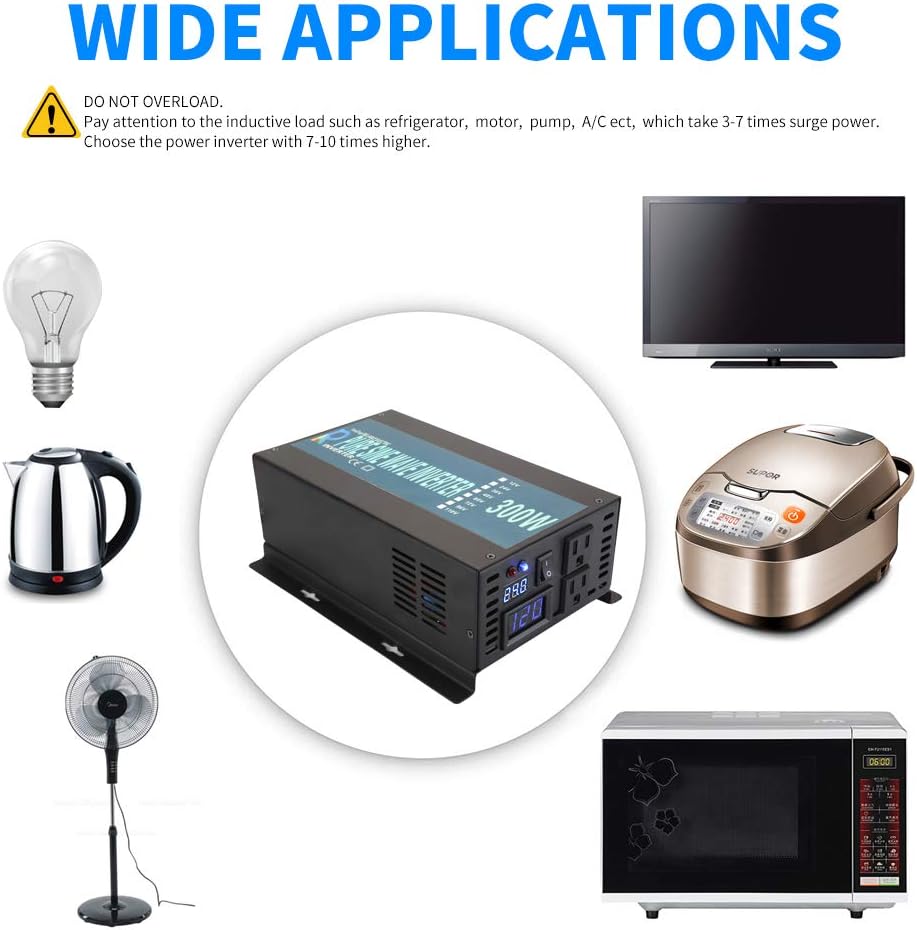 300W Pure Sine Wave Car Power Inverter 24VDC Black X6620