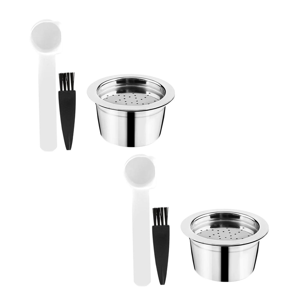 3Pcs Stainless Steel Refillable Coffee Set with Spoon Brush C346494