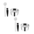 3Pcs Stainless Steel Refillable Coffee Set with Spoon Brush C346494