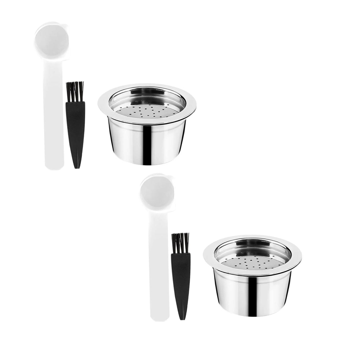3Pcs Stainless Steel Refillable Coffee Set with Spoon Brush C346494