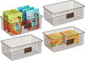 Bronze Metal Wire Food Organizer Storage Bin Basket with Label Slot, 4 Pack N215