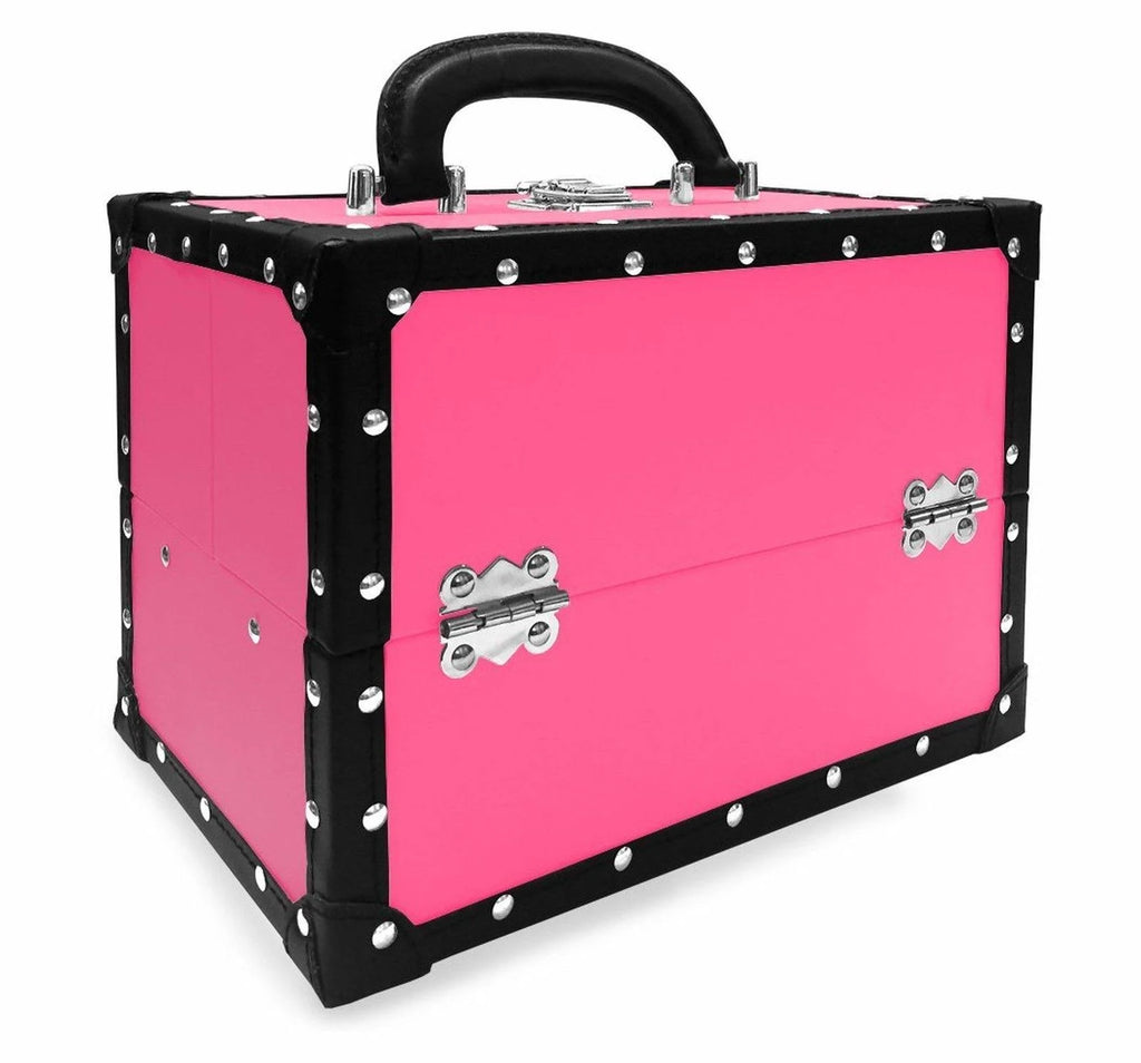 Pink Trunk Train Case with Makeup C854687