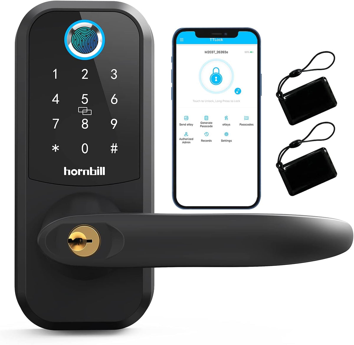 Fingerprint Smart Lock Door Lock, 5-in-1 Keyless Entry Keypad Door Lock with Reversible Handle P1282