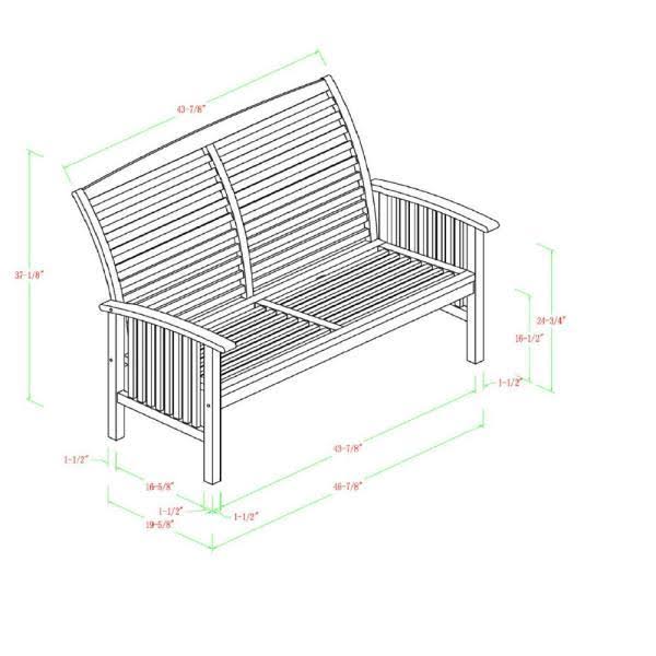 Dark Brown Acacia Wood Patio Loveseat Bench L532