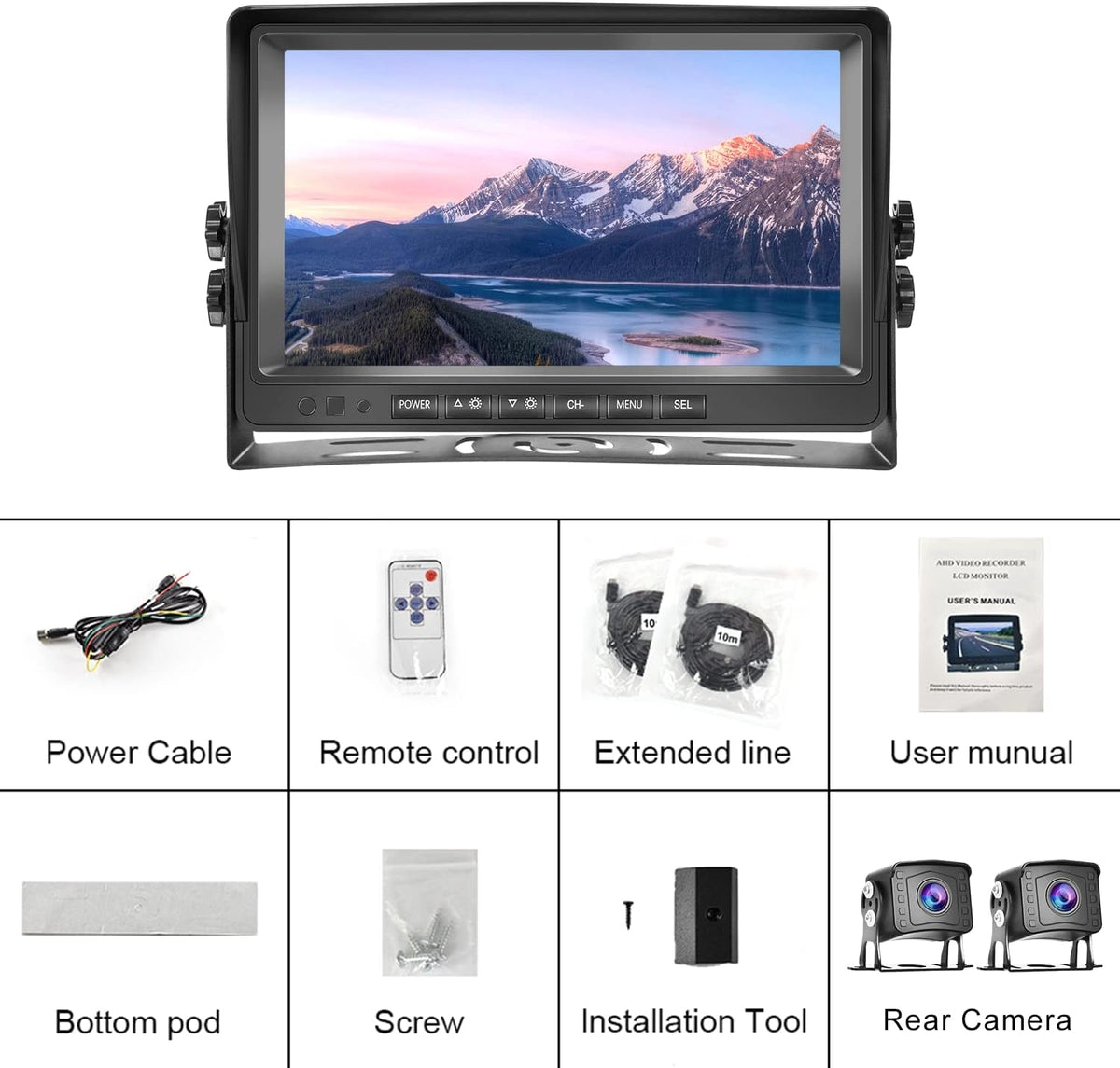 9 inch AHD 1080P Wired Backup Camera with Monitor Kit X76235
