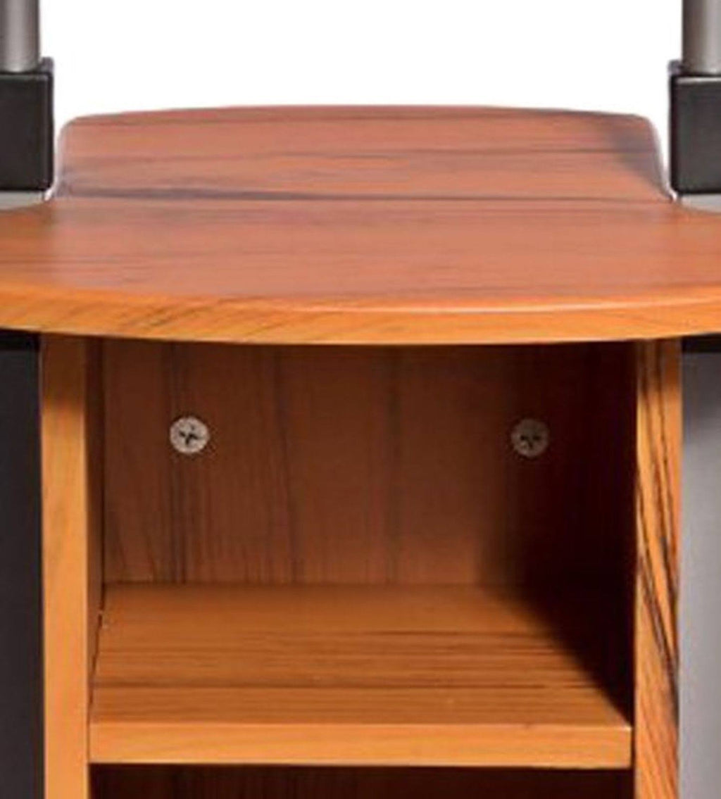 Woodgrain Adjustable Height Laptop Cart with Storage M75149