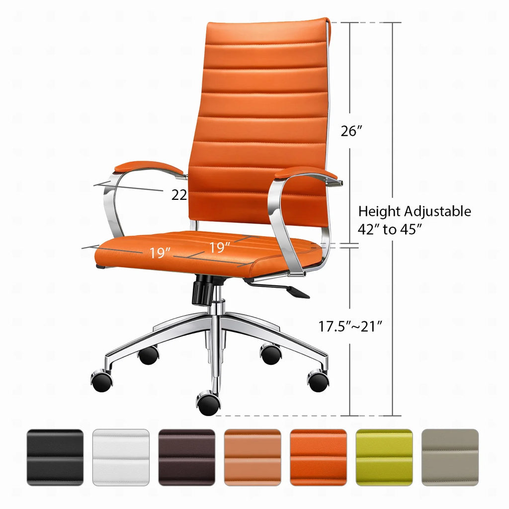 Orange High Back Vegan Leather Swivel Office Chair with Armrest X36191