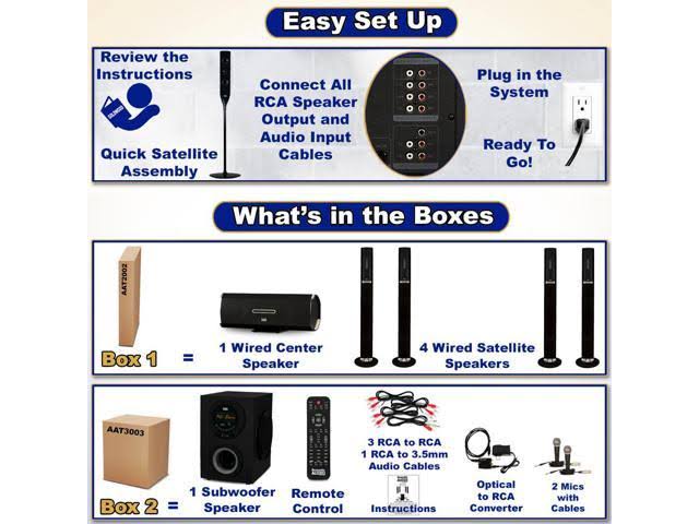 Tower 5.1 Bluetooth Speaker System with Optical Input and Mics T89807