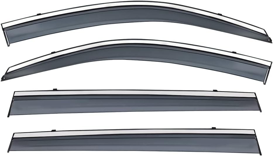 Smoke Gray Polycarbonate Window Wind Deflector with 304 Stainless Steel Trim T657