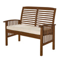 Dark Brown Acacia Wood Patio Loveseat Bench L532