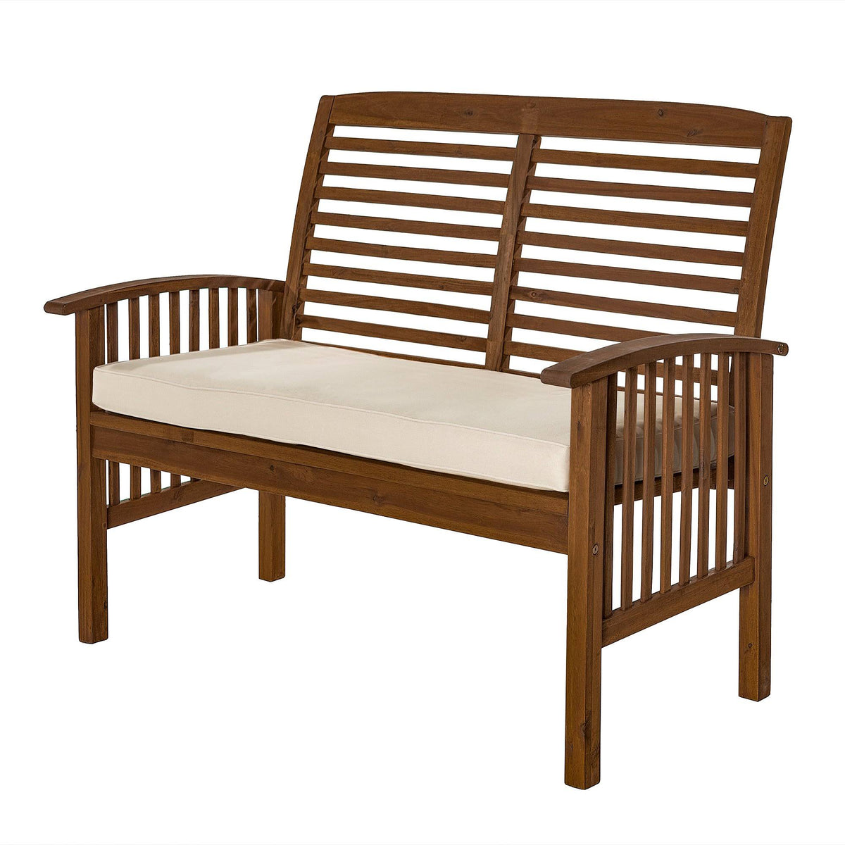 Dark Brown Acacia Wood Patio Loveseat Bench L532