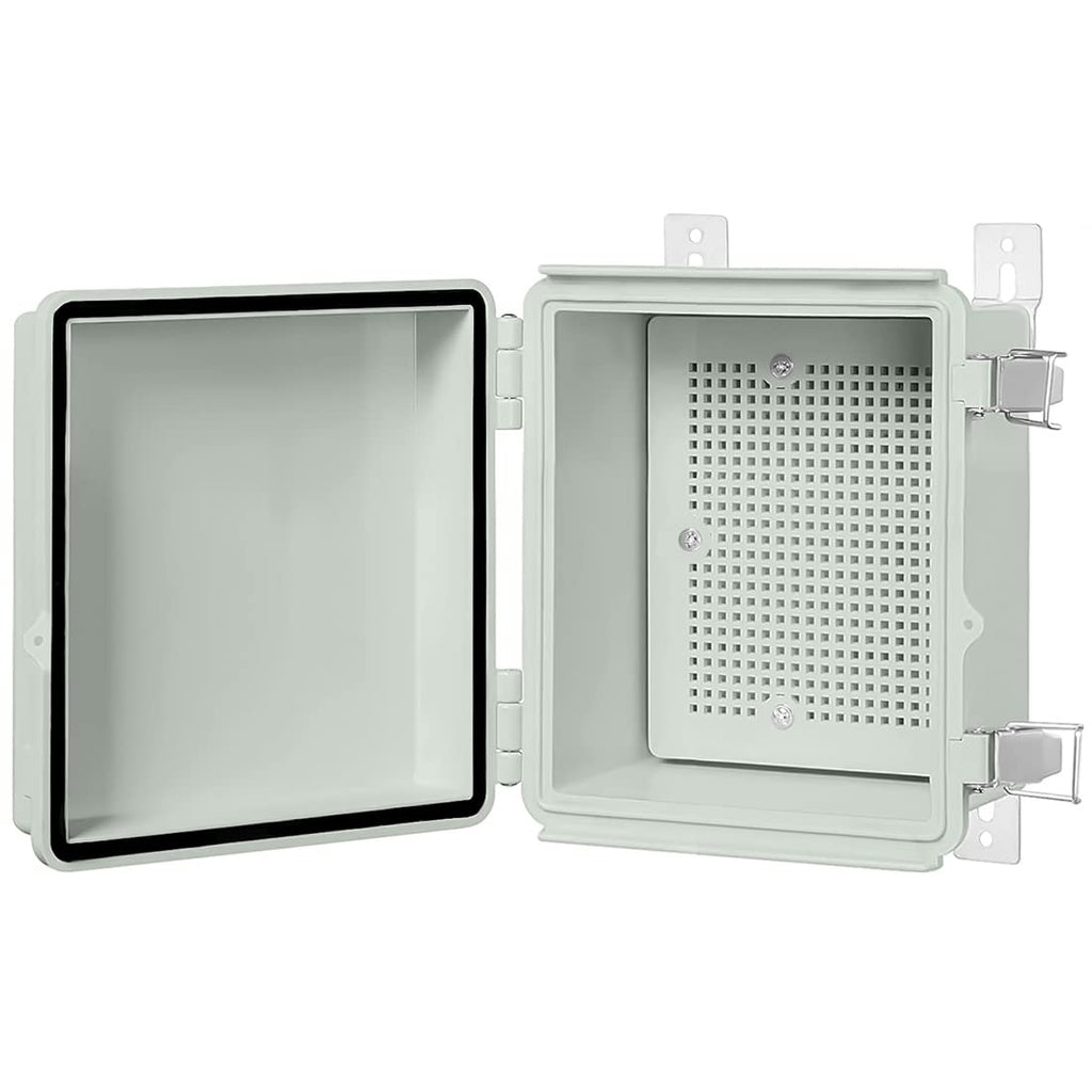 ABS Junction Box Hinged Cover Stainless Steel Latch IP67 Waterproof Plastic Universal Enclosure 8.7x6.7x4.3 inch P639