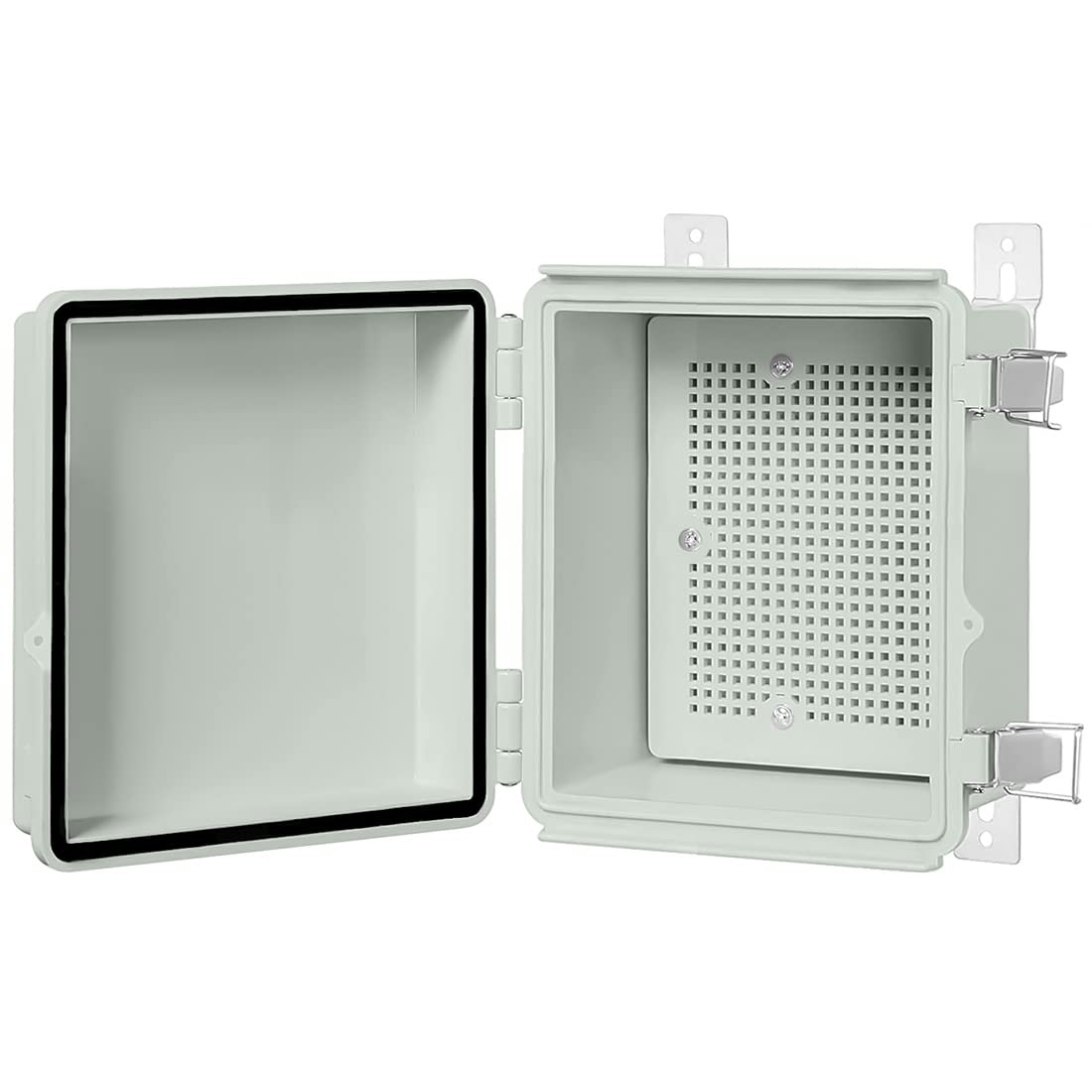 ABS Junction Box Hinged Cover Stainless Steel Latch IP67 Waterproof Plastic Universal Enclosure 8.7x6.7x4.3 inch P639