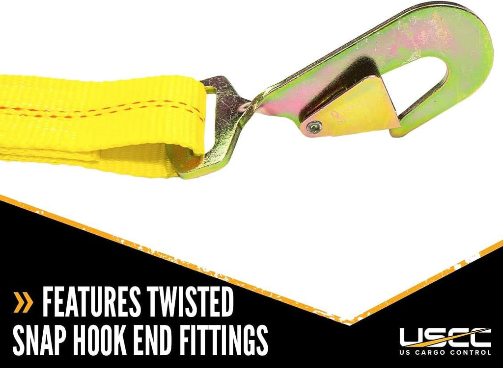 2 Pack Yellow 2 Inch x 20 Foot Ratchet Straps with Snap Hook K104101