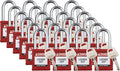 Red Keyed Different Safety Lockout Padlocks, 24 Pack C4024