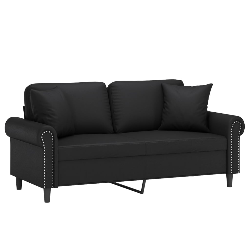 Black 55.1" Faux Leather 2-Seater Sofa I472598