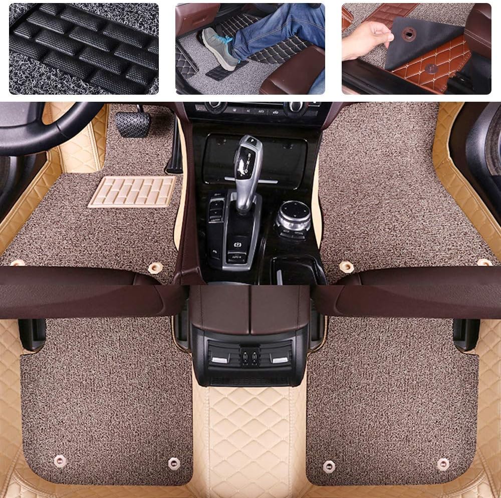 Double Layer Pu Leather & PVC Non-Slip Car Floor Mats D169