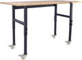 Adjustable Bamboo Top Workbench with Mobile Casters L87719