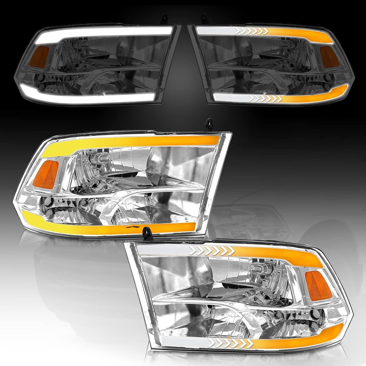 Chrome Housing Headlight Assembly for Dodge Ram Pickup V7882